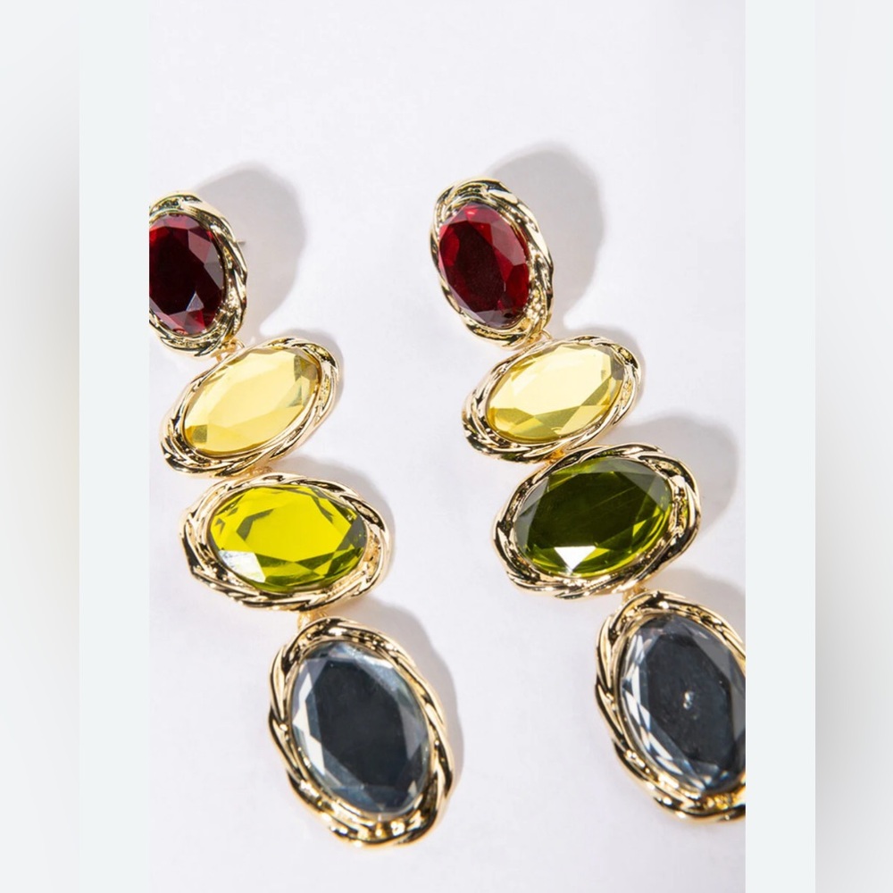 Akira Drip Drop Jewel Earrings - Picture 3 of 11